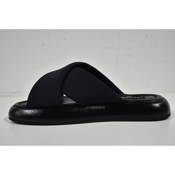 Chanel REV Black Fabric Criss Cross Puffy CC Logo Slide Mule Sandal Flop Flat 41 - Picture 9 of 12